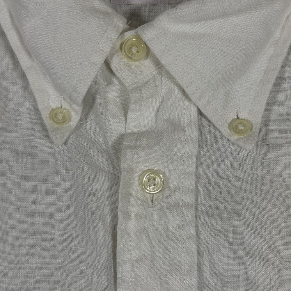 Brooks Brothers Baird McNutt 100% Linen Button Down Shirt Mens XL White Madison - Picture 7 of 13